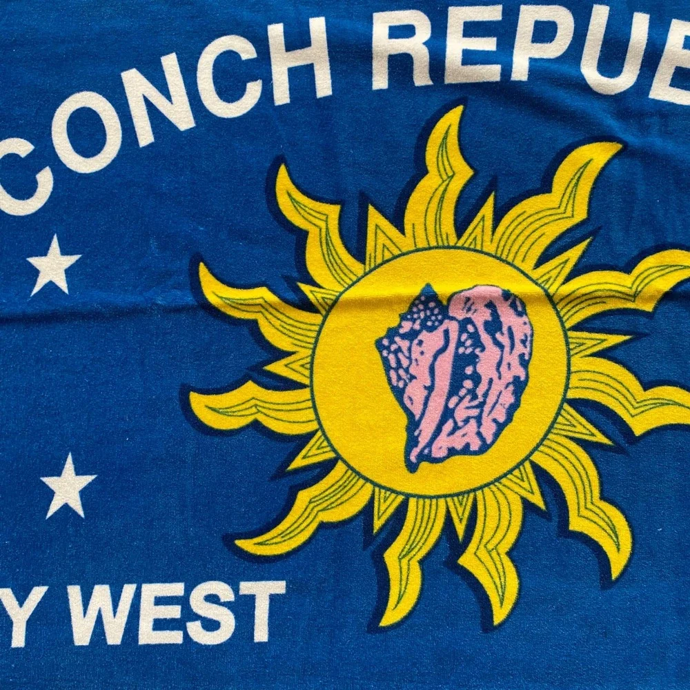 Kaufman‎ Conch Republic Key West Beach Towel Blue Cotton Sun Conch Flag 28x55